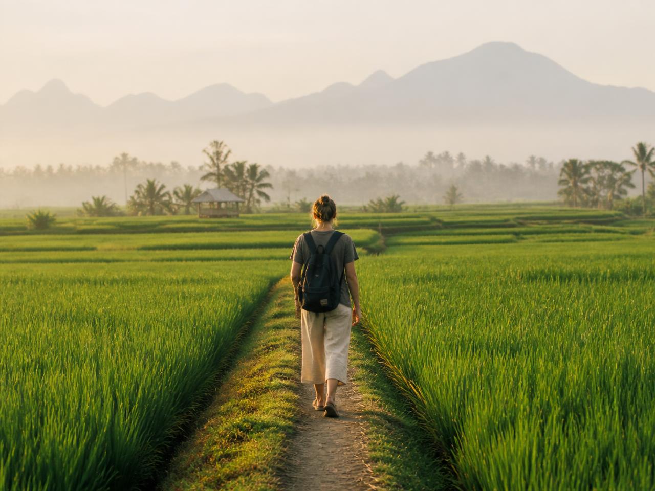 Rijstvelden in het binnenland van Lombok